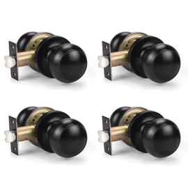 KNOBWELL 4 Pack Oil Rubbed Bronze Interior Door Knobs, Interior Door Knobs for Hallway Closet, Bronze Passage Door Knobs, Non-Locking Door Knob