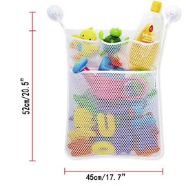 Organizador De Juguetes De Baño De Malla y 4 Ganchos Fuertes, Bolsa De Almacenamiento Para Bañera, Red Multiusos Para Juguetes De Bebé, Cesta De Ducha Para Baño,