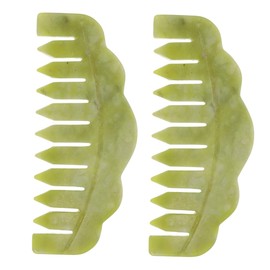 LALAFINA Gua Sha Hair Comb 2pcs Massage Comb Face Massage Tools Scalp Comb Lady Tools Green Jade Comb Jade Comb Scalp Massager Jade Hair Comb
