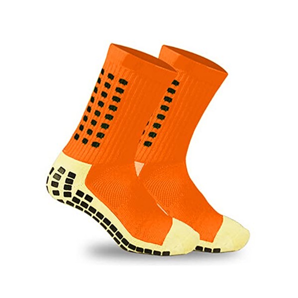 KEESOX Professional Anti Slip Soccer Socks - Sport Socks Basketball Football Sock for Adult & Teens 1 Pair (Orange)