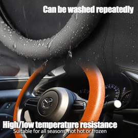 LRITER Car Steering Wheel Cover, Anti-Slip Silicone Steering Wheel Protector, Universal Car Accessories Wheel Cover for Most of Cars (orange)