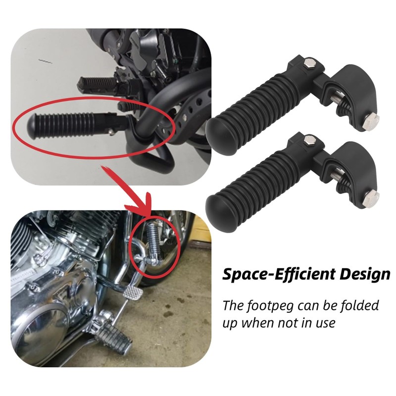 Pair of Motorcycle Foot Pegs, Highway Pegs for Crash Bars,