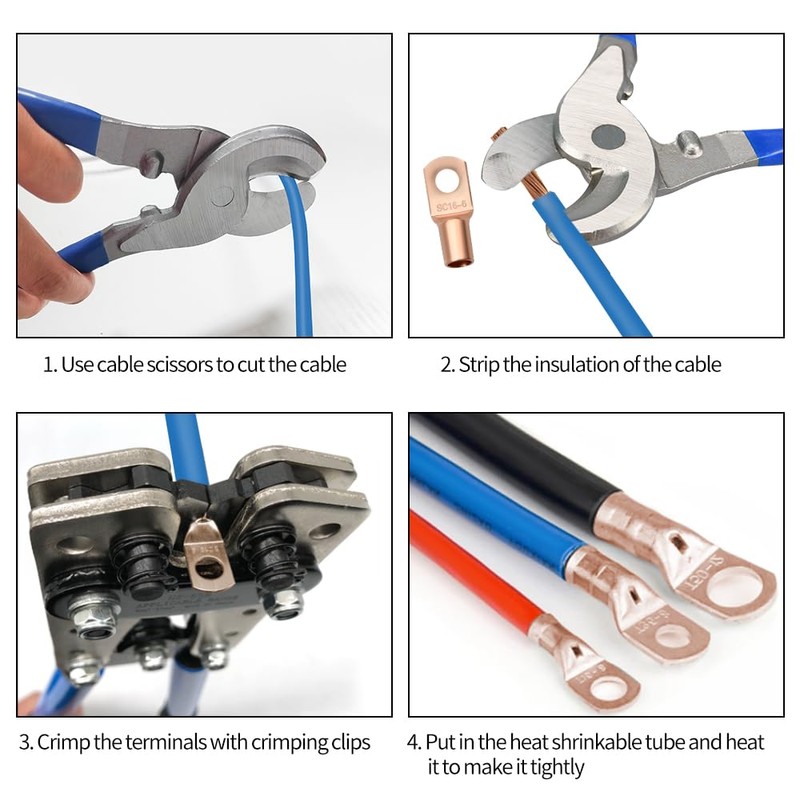 Battery Cable Lug Crimping Tool, Wire Crimper Tool with Cable