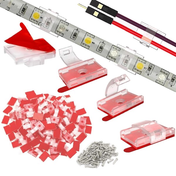 100PCS Mounting Clips for LED Strip Lights with Self-Adhesive Tape