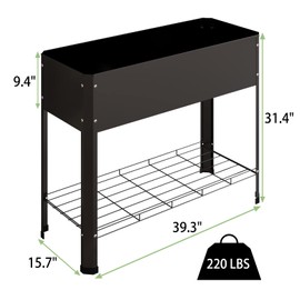 PROXRACER Raised Garden Bed with Detachable Legs Elevated Metal Planter Box for Growing Fresh Herbs Vegetables Flowers Succulents&Other Plants for Outdoor Backyard Patio Deck Balcony Black L