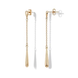 RANEECOCO 925 Sterling Silver Posts | 14K Yellow Gold Plated Teardrop Dangle Earrings for Women | Hypoallergenic Long Chain Dainty Drop Earrings | Trendy Jewelry Gift in Box