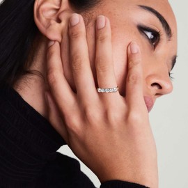 DAYBYDAY Mossanite Eternity Wedding Bands 925 Sterling Silver Lab Created Diamond Stackable Rings for Women Size 10