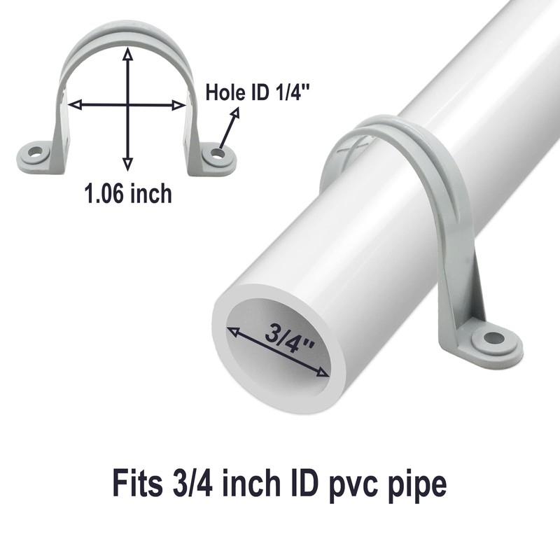 PVC Pipe Straps, 2 Holes Plastic Conduit Clamp for Pipes,