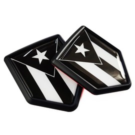 Newperlite Black Puerto Rico Flag Decal Sticker Car Emblem Puerto Rican Flag Car Decoration Accessories Shield for Truck Vehicles Cars, 2 Pack