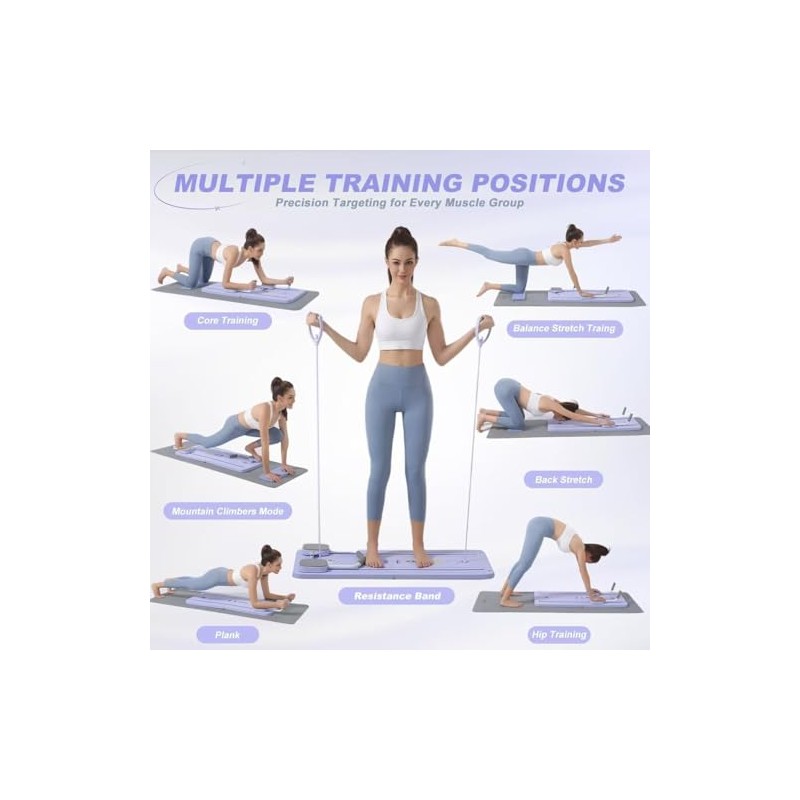 Tabla Abdominal Multifuncional,Rodillos Abdominales Plegables,con Bandas Elásticas 38 lbs en