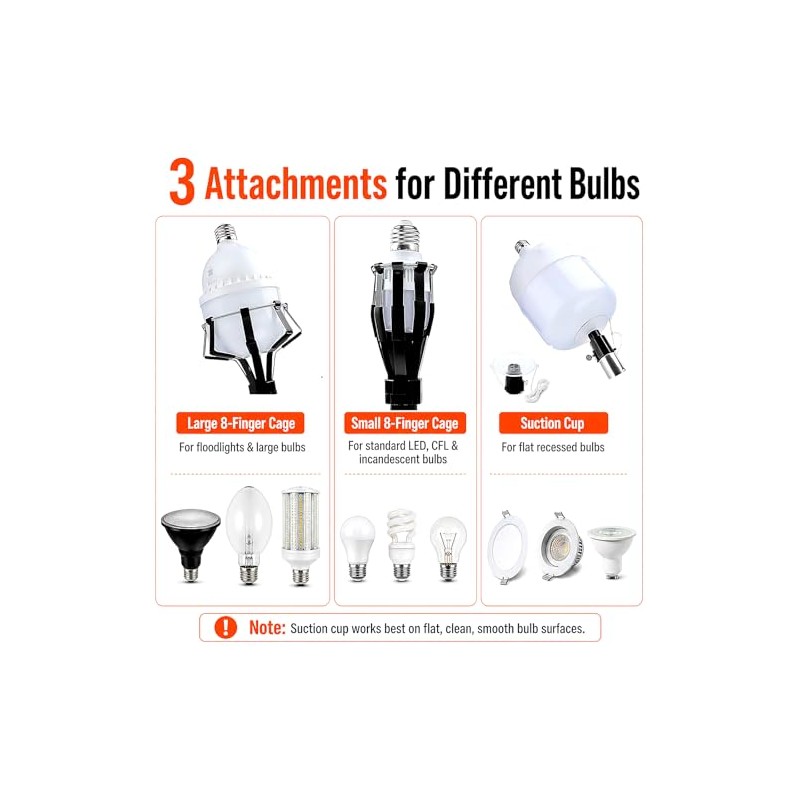 Kyxeuo Telescoping Light Bulb Changer for High Ceilings ，26FT Reach,