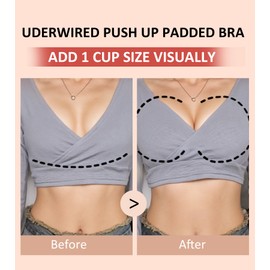 Lemorosy Women's Front Closure Bra Plunge V Push Up Padded Lace Racerback Underwire(Beige,38B)