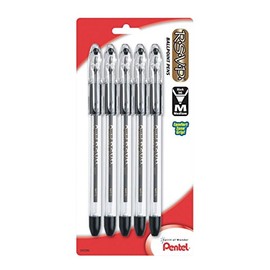 Pentel R.S.V.P. Ballpoint Pen, Medium Line, Black Ink, 5 Pack (BK91BP5A)