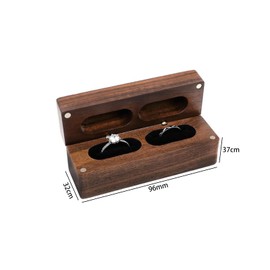 UgyDuky Wedding Ring Box with 2 Slots Walnut Wood Ring Box Engagement Ring Holder Box Rustic Vintage Ring Bearer Box for Engagement Proposal Wedding Ceremony (Brown)