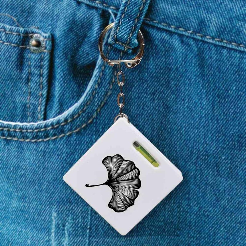 'Ginkgo Leaf' Keyring Tape Measure / Spirit Level Tool (KM00038467)