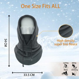 LINSOCLE Winter Balaclava for Men and Women, Thermal Balaclava Fleece Balaclava Hood Scarf with Hood, Ski Mask, Motorcycle Mask for Cycling, Skiing, Windproof Neck Warmer