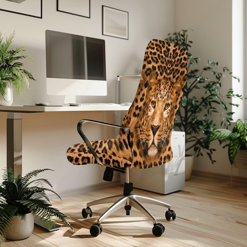 Talayituse Leopard Print Stretch Computer Office Chair Cover Universal Rotating