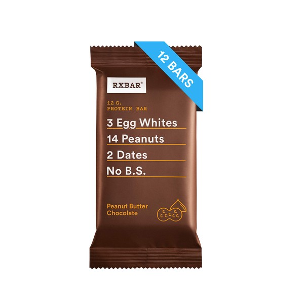 RXBAR, Peanut Butter Chocolate, Protein Bar, 1.83 Ounce (Pack of 12), High Protein Snack, Gluten Free