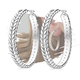 Sterling Silver Large Hoop Earrings for Women - Chunky Hoop Earrings for Lady Hypoallergenic Big Hoop Earrings for Sensitive Ears Fashion Women's Round Loop Heavy earrings Gifts for Her Christmas