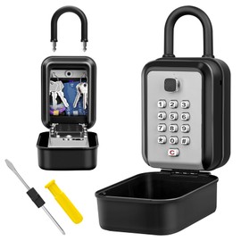 KTUEOV Key Safe with Number Code, 12 Digit Key Safe with Bracket, Waterproof Key Safe, Outdoor Key Box, Key Box with Code for Home, Garage, School
