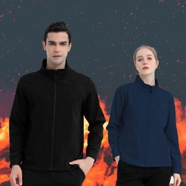 Winter polar fleece brushed fleece zip-up unisex windbreaker fleece black 105