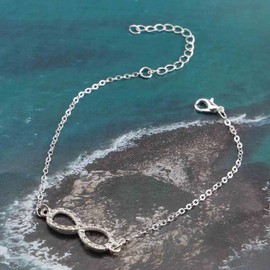 Yheakne Boho Infinity Ankle Bracelet Crystal 8 Shape Anklet Bracelet Minimal Silver Rhinestone Anklets Personlized Foot Chain Jewelry for Women and Girls