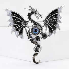 Vintage Punk Mechanical Flying Dragon Brooch for Women Enamel Flying Dragon Brooch Domineering Flying Dragon Brooch Personality for Men and Women Clothing Hat Bag Accessories (Grey)
