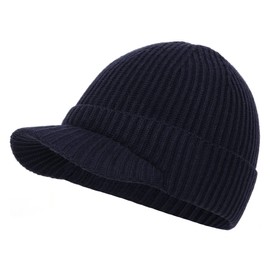 Zylioo Big Size Beanie Hats,Large Winter Stocking Hats with Bill,Stretchy Warm Knitted Hat,Big Heads Knit Skull Caps