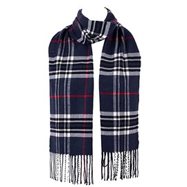 Hat To Socks Super Soft Classic Check Plaid Winter Scarf for Men and Women (Navy)