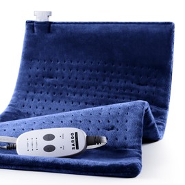 Massaging Weighted Heating Pad,Heating Pads for Back and Shoulders,Electric Heat Pad with 3 Heat Settings 6 Massage & Moist Heat Options,Auto Off,Gifts for Women Men Mom,12"*24",Dark Blue