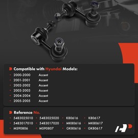 A-Premium 2 x Front Sway Bar Links Stabilizer Bar Links, Compatible with Hyundai Accent 2000-2005