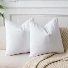 JUSPURBET White Velvet Throw Pillow Covers 14x14 inch Set of 2 for Living Room Couch Sofa Bedroom Decorative Square Solid Soft Cushion Cases with Invisible Zipper