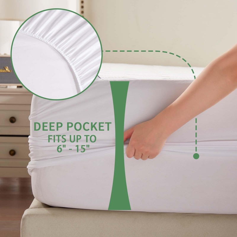 Twin Size 100% Waterproof Mattress Protector, Mattress Pad Cover 3D