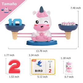 Juguetes Didacticos de Matemáticas para Niños, Juguetes de Balanza de Equilibrio de Unicornio, Montessori Material de Didáctico Preescolar para Niños, Juegos de Números para Niños, Juguetes Educativos