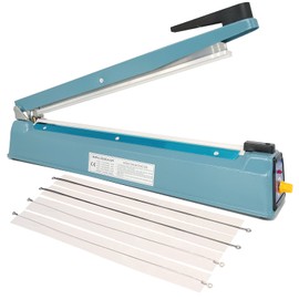 SEELAUGH SEELAUGH Impulse Sealer 16 inch Heat Sealer for Plastic Bags, Metal Plastic Bag Sealer Heat Seal, Mylar Bag Sealer, Manual Poly Bag Hot Seal Sealing Machine with 4 Repair Kit(2 Cutting Lines Included)
