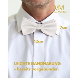 Massi Morino Men's Bow Tie Pre-Tied and Adjustable - Plain Suit Men's Bow Tie - Bow Tie with Large Choice of Colours, White