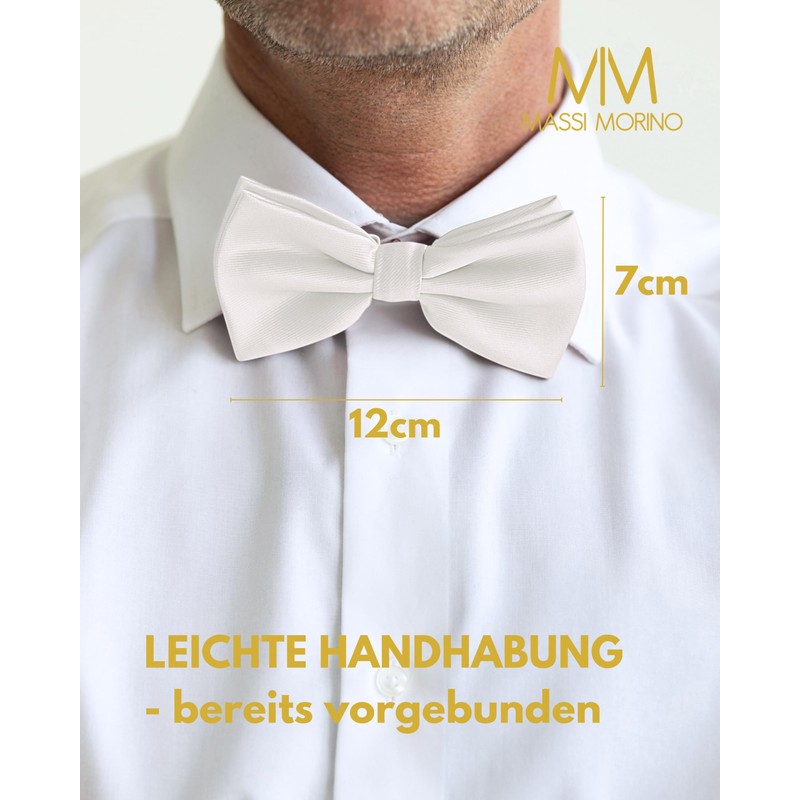 Massi Morino Men's Bow Tie Pre-Tied and Adjustable - Plain