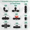 RedChili 27 Pcs 1/2 Inch Irrigation Tubing Fittings Kit, 16mm