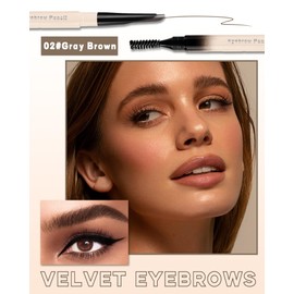 Eyebrow Pencil-2Pcs Gray Brown Retractable Eye Brow Pencil with Brow Brush, Long-Lasting Waterproof Eyebrow Pencil, Eyebrow Tint Pen for Fill & Sculpt Brow Create Natural Eye Brow Makeup for Women-02