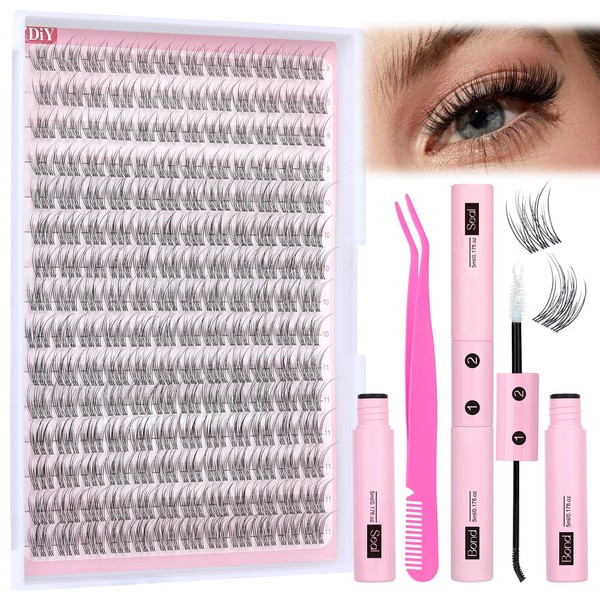 Yawamica Natural Lash Extension Kit Wispy Eyelash Clusters 9-11mm Lash