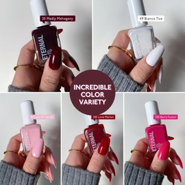 Eternal Eternal Red Nail Polish Set for Women (ROSE ALL DAY) - Pink Nail Polish Set for Girls - Long Lasting & Quick White Nail Polish for Home DIY Manicure & Pedicure - Made in USA, 13.5mL (Set of 5)