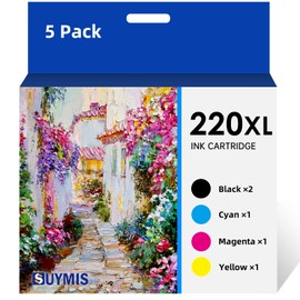 220XL Ink Cartridges Remanufactured Compatible for Epson 220 XL T220XL Ink cartridges Work for Epson Workforce WF-2630 WF-2750 WF-2760 WF-2650 XP-320 XP-420 (2 Black/1 Cyan/1 Magenta/1 Yellow, 5 Pack)