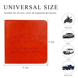 Ohleats Car Registration Insurance Holder, Leather Glove Box License Wallet Case with Magnetic Shut, Automotive Paperwork Document Organizer Card Holder for Women, Car Accessories (Orange, Small)