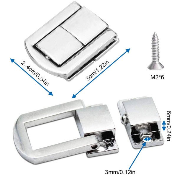 EMAGEREN Pack of 10 Box Clasps, Suitcase Clasp, Silver Wooden