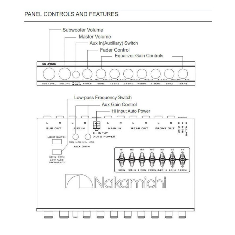 Nakamichi EQ-Z1825 Car Audio EQ 7 Band Equalizer W/ Sub