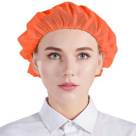Nanxson 5pcs Chef Hat Reusable Cooking Hair Net for Women Men Chef Works Hats Mesh Hair Nets Cap for Food Service Kitchen, Orange, One Size