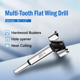 1-1/2 Inch Forstner Drill Bits, Made of Carbon Steel Forstner Bit for Wood,Wood Drilling Hole Saw, Woodworking Hinge Cutter Tool for Wood Plywood Plastic with Storage Case