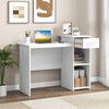 Tangkula White Desk with Drawer, Modern Computer Desk with Adjustable