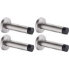 4 Pack Brushed Stainless Steel Door Stopper with Black Tip,