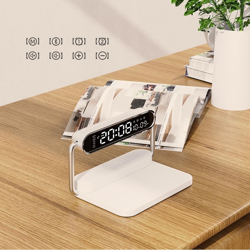 4-in-1 Multifunction Mobile Wireless Charger with Colorful Night Lights, Bluetooth